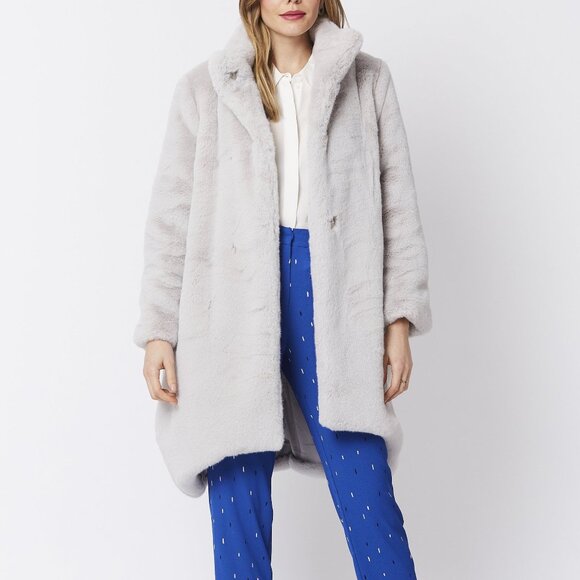 Jayley Jackets & Blazers - Jayley Grey Oversized Faux Fur Coat One Size